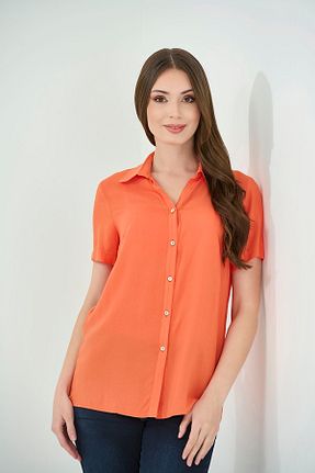 بلوز نارنجی زنانه ساده TOLGA SARAÇOĞLU - کد 819536181