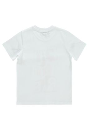 تی شرت سفید بچه گانه رگولار یقه گرد تکی کد 819561180