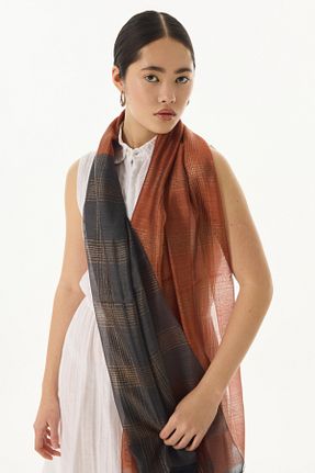 شال قهوه ای زنانه ابریشم FENZA SCARF - کد 819666721