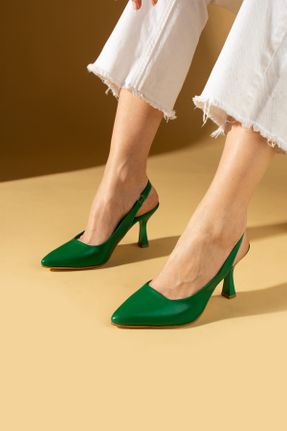 کفش پاشنه بلند کلاسیک سبز زنانه پاشنه نازک پاشنه متوسط ( 5 - 9 cm ) کد 819680632