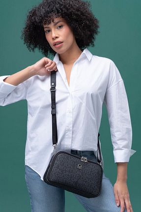کیف دوشی مشکی زنانه چرم مصنوعی United Colors of Benetton - کد 820088821