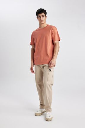 تی شرت نارنجی مردانه رگولار یقه گرد تکی بیسیک کد 820098150