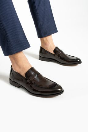 کفش کلاسیک قهوه ای مردانه چرم طبیعی پاشنه کوتاه ( 4 - 1 cm ) پاشنه ساده کد 820089486