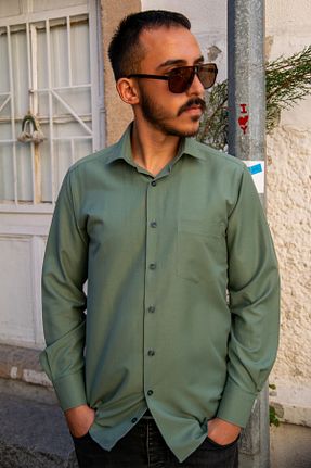 پیراهن سبز مردانه گشاد YILDIZ GÖMLEK - کد 820203966