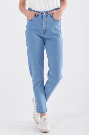 شلوار جین آبی زنانه پاچه کوتاه فاق بلند اکریلیک ساده جوان مینی کد 819479209