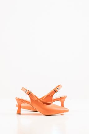 کفش پاشنه بلند کلاسیک نارنجی زنانه چرم مصنوعی پاشنه نازک پاشنه کوتاه ( 4 - 1 cm ) کد 819472562