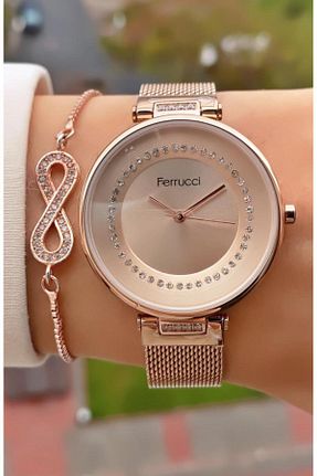 ساعت مچی صورتی زنانه 36-40 میلی متر Ferrucci - کد 783845708