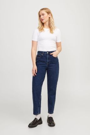 شلوار جین آبی زنانه پاچه تنگ فاق بلند استاندارد کد 818231305