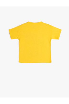 تی شرت زرد بچه گانه رگولار یقه گرد پنبه (نخی) تکی کد 690718053