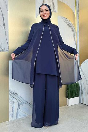 ست بالاتنه و پائین تنه حجاب سرمه ای زنانه رگولار Bym Fashion - کد 819671597