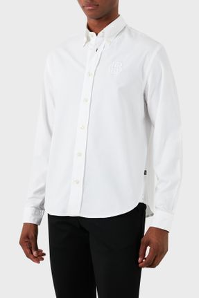 پیراهن سفید مردانه رگولار یقه پیراهنی کد 819612161