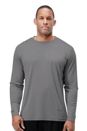 تی شرت طوسی مردانه رگولار پلی استر قابلیت خشک شدن سریع تکی کد 812407335