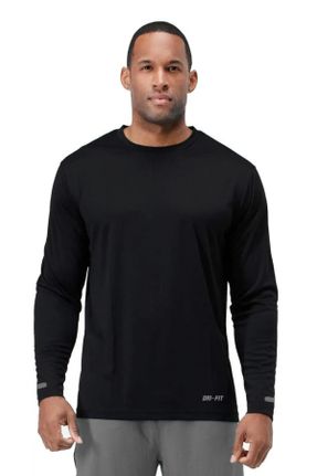 تی شرت اسپرت مشکی مردانه رگولار پلی استر قابلیت خشک شدن سریع تکی کد 811165898