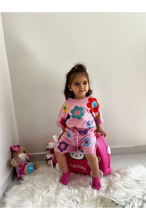 ست بالاتنه و پائین تنه صورتی بچه گانه بافتنی MSFRİDA - کد 819622663