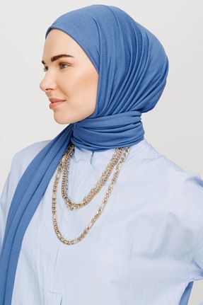 شال سرمه ای زنانه پنبه ای FRESCO SCARFS - کد 819696006