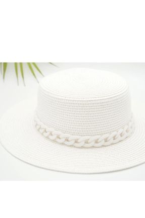کلاه سفید زنانه حصیری کد 820053446