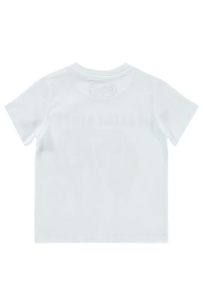 تی شرت سفید بچه گانه رگولار یقه گرد تکی کد 820043361