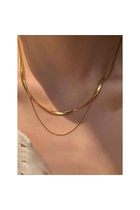 گردنبند استیل ( فولاد ) طلائی زنانه استیل (فولاد) Kolyeucum - کد 820085759