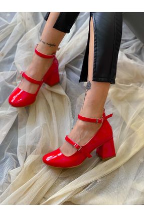 کفش پاشنه بلند کلاسیک قرمز زنانه جیر پاشنه ضخیم پاشنه متوسط ( 5 - 9 cm ) کد 820041227