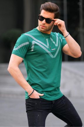 تی شرت سبز مردانه رگولار یقه گرد تکی کد 221874427