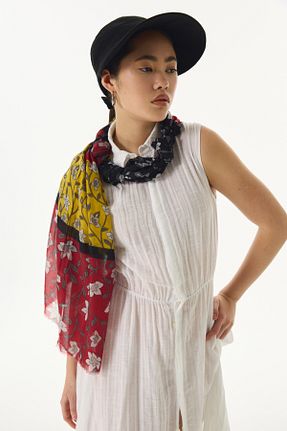 شال قرمز زنانه پنبه ای FENZA SCARF - کد 819532387
