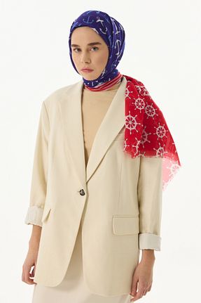 شال قرمز زنانه پنبه ای FENZA SCARF - کد 819530567