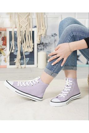 کفش اسنیکر بنفش زنانه بند دار MİSSWEMODASHOES - کد 819552362