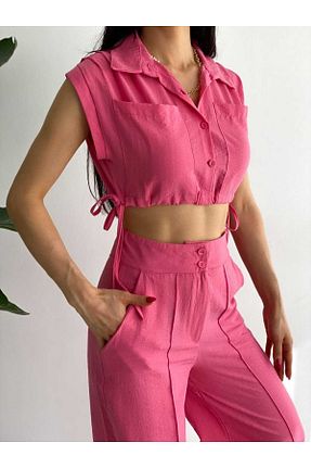 ست بالاتنه و پائین تنه صورتی زنانه بافتنی Larenya - کد 819589298
