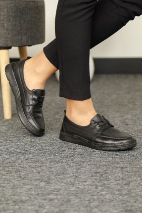 کفش کژوال مشکی زنانه چرم طبیعی پاشنه کوتاه ( 4 - 1 cm ) پاشنه ساده کد 819590996