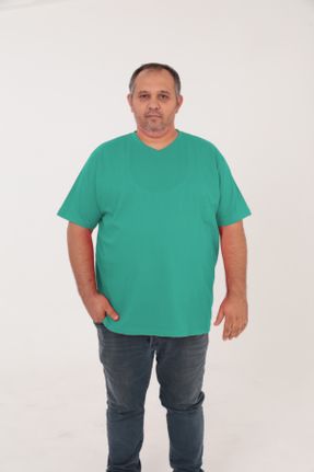 تی شرت فیروزه ای زنانه سایز بزرگ کد 779016217