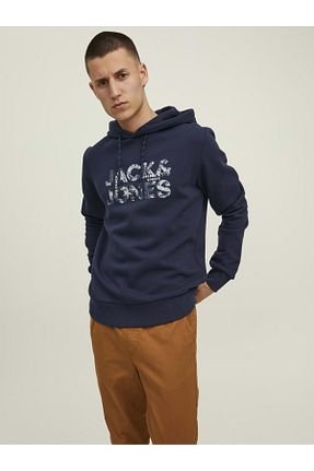 سوئیشرت سرمه ای مردانه چاپی Jack & Jones - کد 371284308