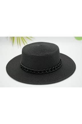 کلاه مشکی زنانه حصیری کد 819714601