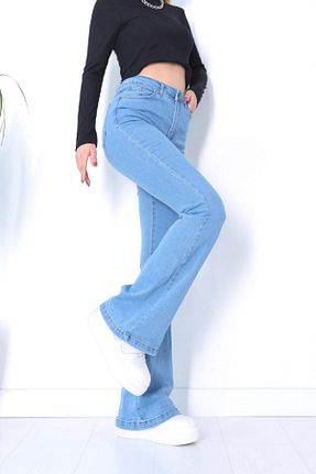 شلوار جین آبی زنانه پاچه اسپانیولی Pubi - کد 820030307