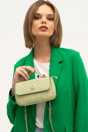 کیف دوشی سبز زنانه چرم مصنوعی United Colors of Benetton - کد 820088741