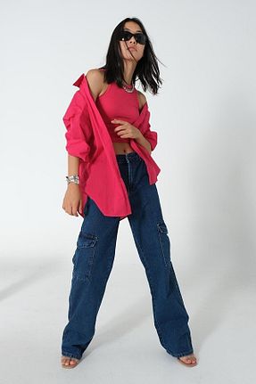 شلوار جین آبی زنانه پاچه گشاد Lixera - کد 371335969