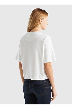 تیشرت سفید زنانه رگولار Benetton - کد 820081960