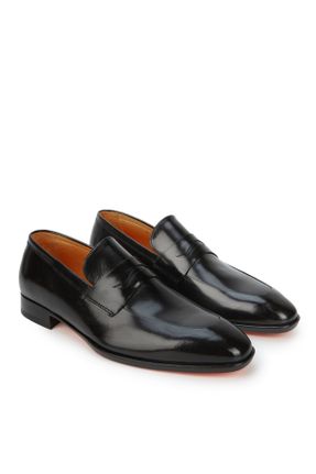 کفش کلاسیک مشکی مردانه چرم طبیعی پاشنه کوتاه ( 4 - 1 cm ) کد 820282015