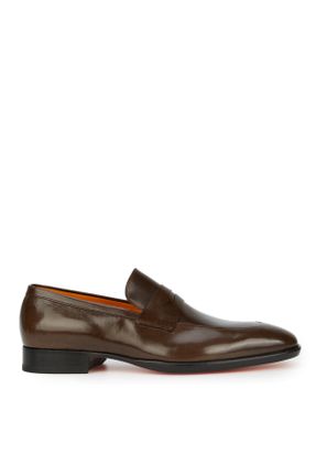 کفش کلاسیک قهوه ای مردانه چرم طبیعی پاشنه کوتاه ( 4 - 1 cm ) کد 820269582