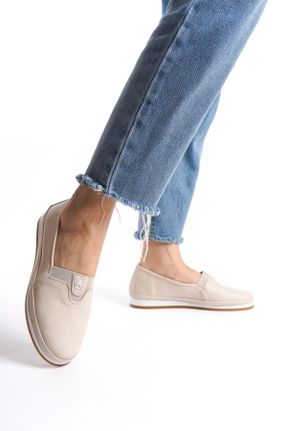 کفش کلاسیک بژ زنانه چرم طبیعی پاشنه کوتاه ( 4 - 1 cm ) کد 820320780