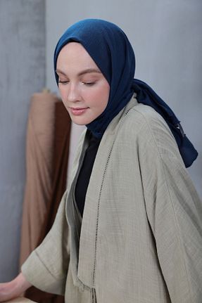 شال سرمه ای زنانه پنبه ای Modakaşmir - کد 758349215