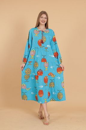 لباس سایز بزرگ فیروزه ای زنانه ویسکون mervemoda - کد 803544807