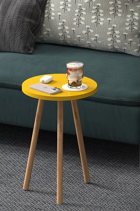 میز عسلی زرد چوب Monte Sehpa - کد 357896375