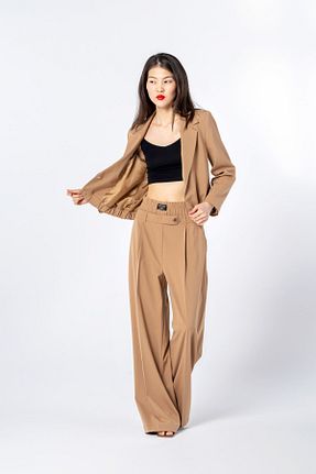 ست بالاتنه و پائین تنه قهوه ای زنانه بافتنی Usainte - کد 820014459