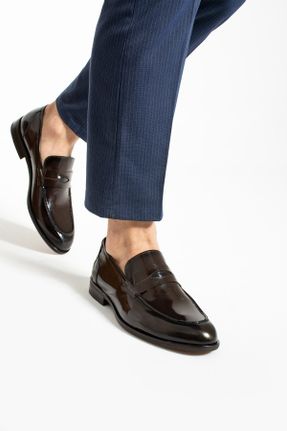 کفش کلاسیک قهوه ای مردانه چرم طبیعی پاشنه کوتاه ( 4 - 1 cm ) پاشنه ساده کد 820089486