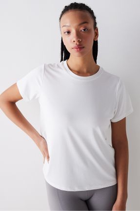 تی شرت سفید زنانه مودال رگولار یقه گرد تکی کد 789812699
