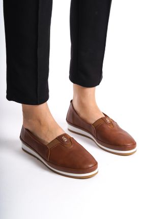 کفش کلاسیک قهوه ای زنانه چرم طبیعی پاشنه کوتاه ( 4 - 1 cm ) کد 820278997