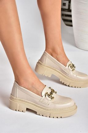 کفش کلاسیک بژ زنانه چرم مصنوعی Fox Shoes - کد 681226513