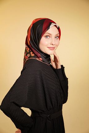 روسری زرشکی پلی استر Armine - کد 744094471