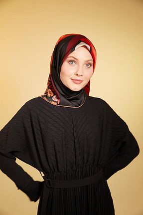 روسری زرشکی پلی استر Armine - کد 744094471