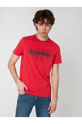 تی شرت قرمز مردانه یقه گرد رگولار تکی کد 665544706